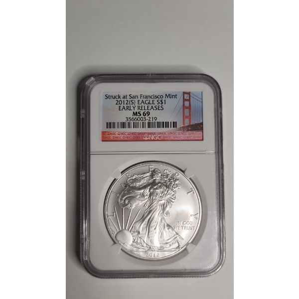 NGC 2012-S MS 69 Early Releases 1 Troy Ounce .999 Fine Silver American Eagle