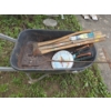 Image 1 : *Pick Up At Louisville Home - No Shipping Available* Wheelbarrow With Yard Tools & More