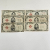 Image 1 : Six United States Red Seal $5 Notes - Face Value $30.00