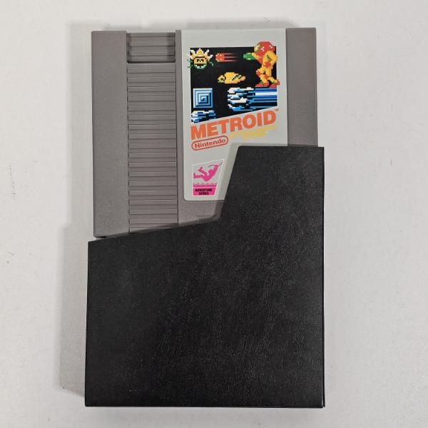 NES Metroid Video Game Cartridge With Black Dust Sleeve