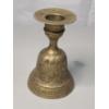 Image 1 : Vintage 8.5" Sarna India Etched Brass Bell/Candlestick Holder Combination (Without Weight)
