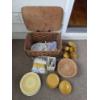 Image 1 : PICKUP IN CANTON - Vintage Picnic Basket, Includes Wicker Plate Holders, Cups, Plates Table Cloth, A