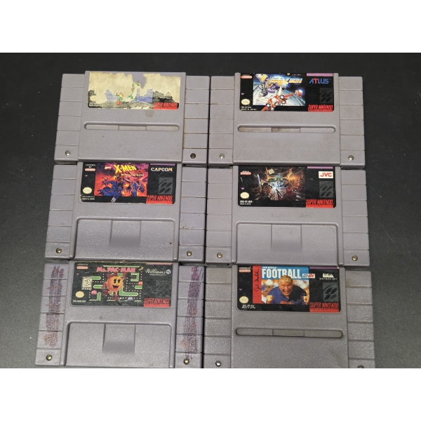 Six Super Nintendo Game Cartridges Including Blazeon, X-men & More!