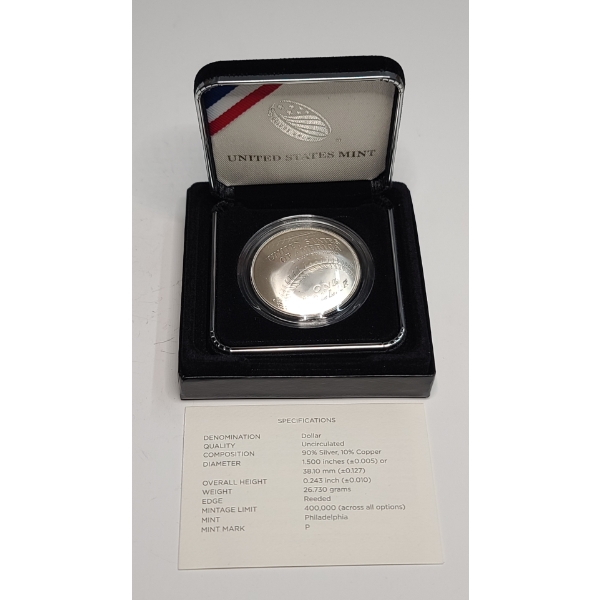2014-P U.S National Baseball Hall Of Fame Commemorative Uncirculated 90% Silver Dollar With COA