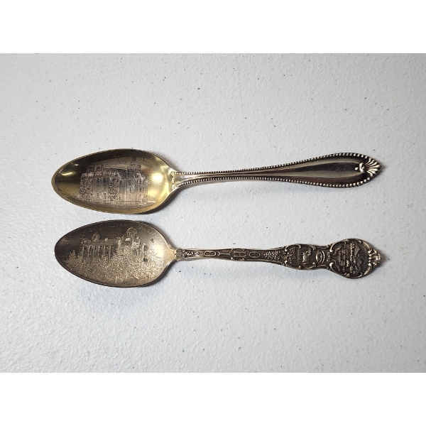 x2 Sterling Silver Souvenir Spoons: Mount Union College and Alliance High School Ohio TW: 37.7g