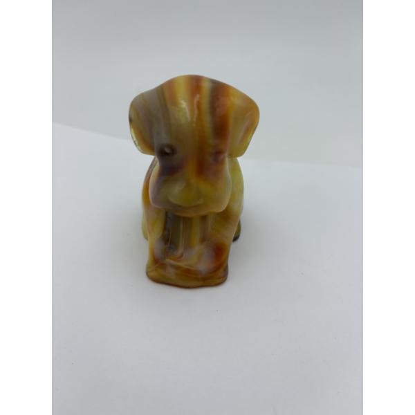 Adorable Degenhart Glass Dog Figurine - Ivory - ~2.5 inches