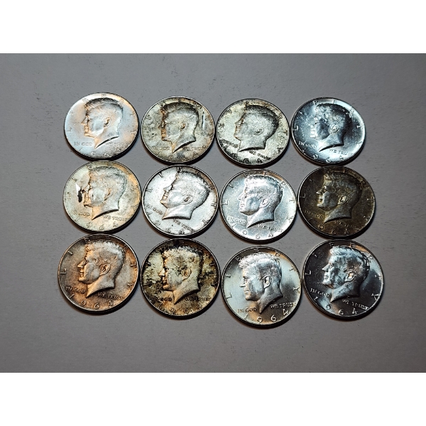 Lot of 1964 Kennedy Silver Half Dollars - 90% Silver Face Value: $6.00