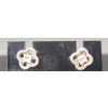 Image 1 : 18K White Gold Princess-Cut Diamond Earrings With Separate Clover-Shaped Earring Jackets - 2.4g
