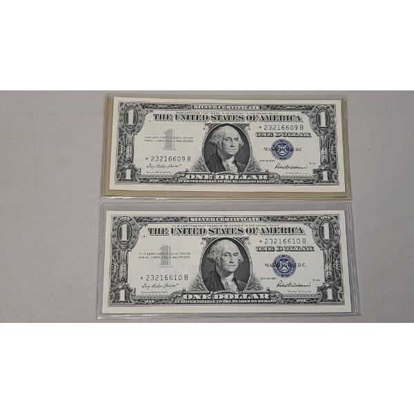 (2) Series 1957 $1 Silver Certificates - Face Value: $2.00