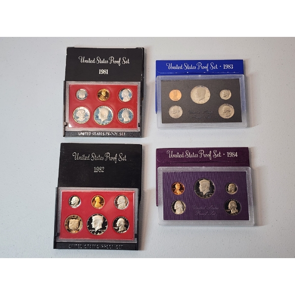 x4 United States Mint Proof Sets: 1981, 1982, 1983, 1984