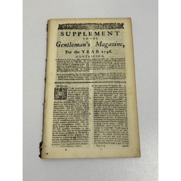 Supplement to the Gentlemen's Magazine for the year 1746 - Small Book like Newspaper Article