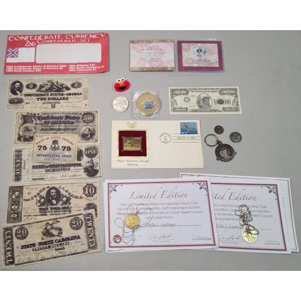 Lot Of Assorted Collectibles Including Sacagawea Coin Necklaces & More