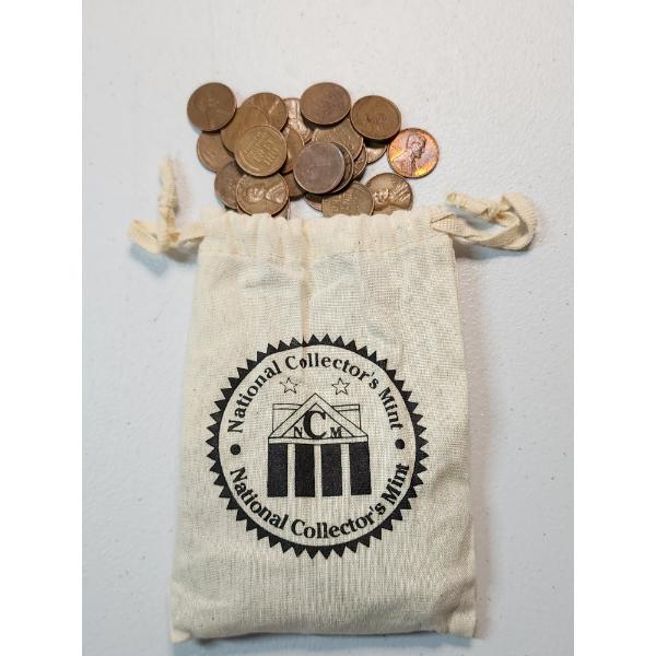 Lot of Assorted Years U.S. Lincoln Pennies - Mainly Wheat Pennies In Collector's Bag - FV~ $1.49