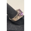 Image 3 : Mid-century Modern Style Sterling Silver & Amethyst Ring - Size 6 - Weight: 7.1g