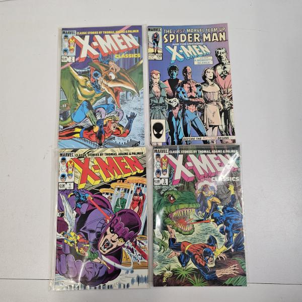 Four Vintage Marvel X-Men Comic Books Featuring Spider-Man And The Uncanny X-Men