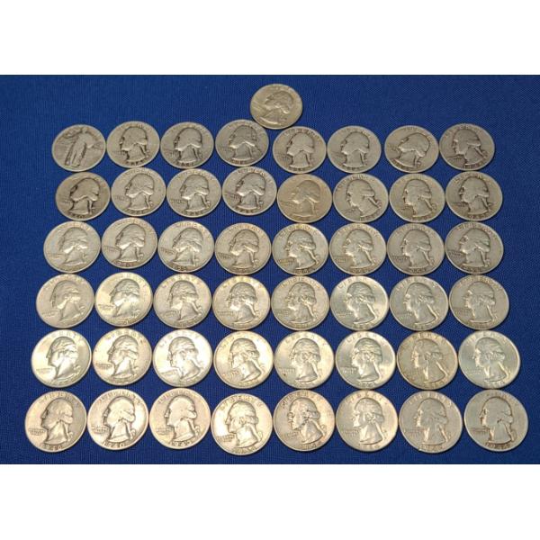 Assorted Years Washington Head Silver Quarters- Face Value: $12.00