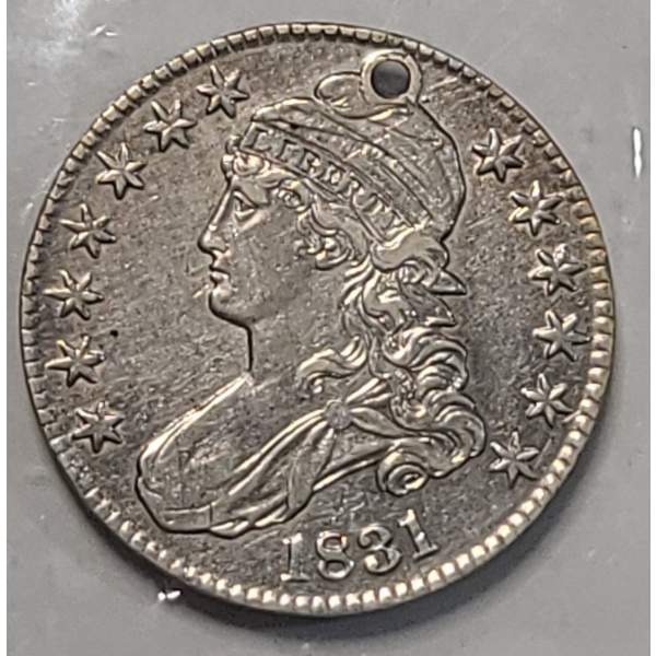 1831 Capped Bust 89.24% Silver Half Dollar 