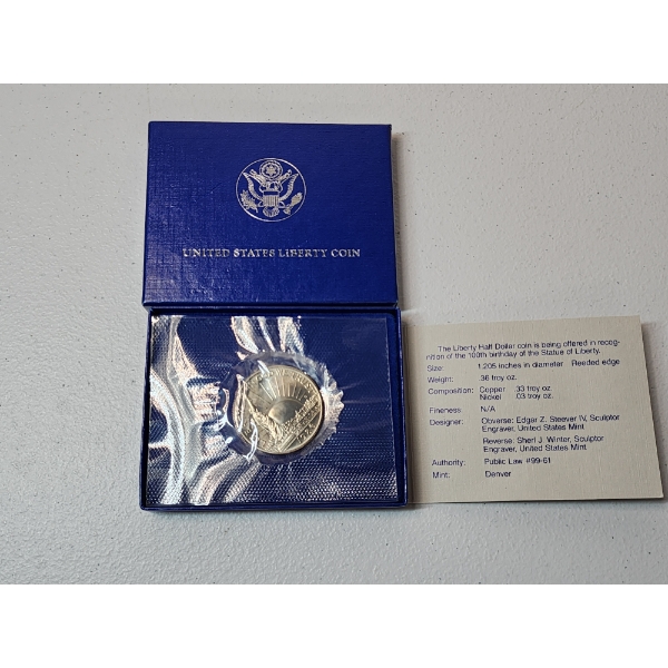 United States 1986 Liberty Half Dollar Coin in Box w/ CoA