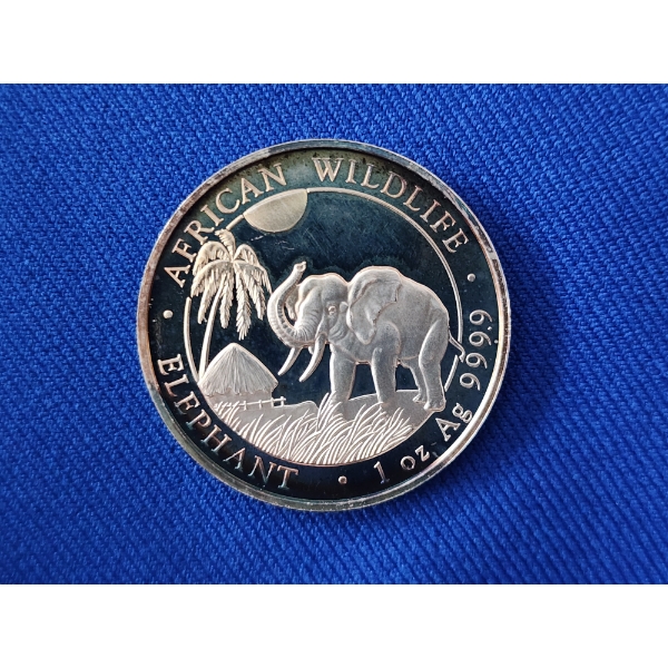 2017 Somalia African Wildlife Series Elephant 1 oz .9999 Fine Silver Coin 