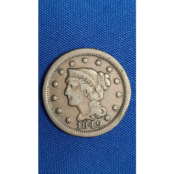United States 1849 Braided Hair Large Cent