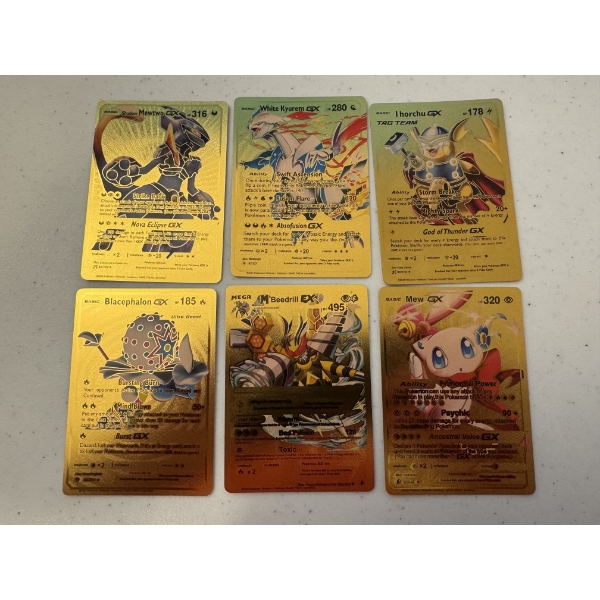 6  - Rare Gold Foil Pokemon Trading Cards - Mint Condition