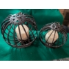 Image 2 : Charming Wrought Iron Candle Holder Balls With Beeswax Candles, (8"x8" & 6"x6")