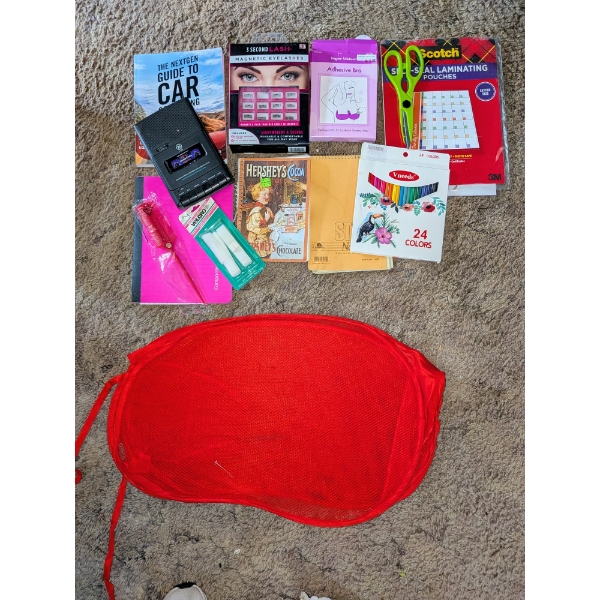 Pop Up Hamper, Pencils, Scissors, Lashes, Tape Recorder & More