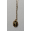 Image 5 : 12K Gold Filled 16" Necklace With Black Enamel Floral Pendant - Weight: 1.2g