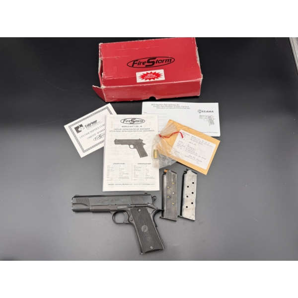 FireStorm Government Model .45 ACP Semi-Automatic Pistol, Made in Spain w/ Box, Papers, & 3 Mags