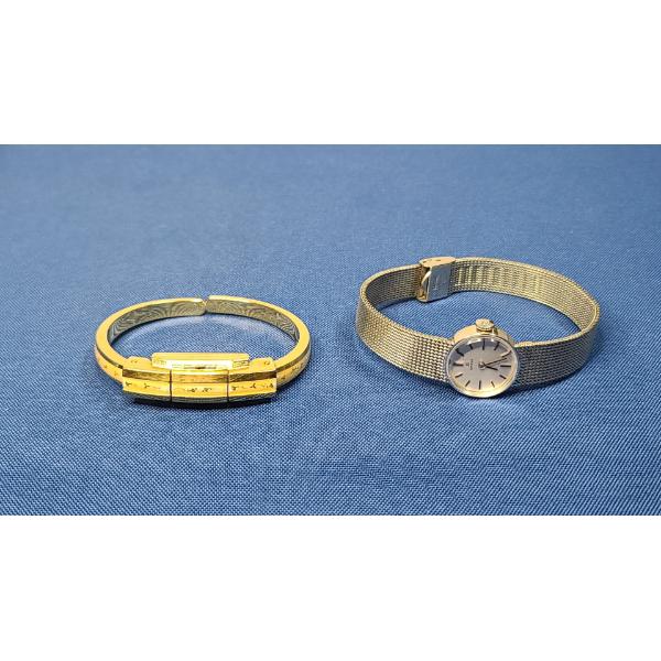Women's Gold Filled Omega Wrist Watch & Vintage Bucherer Gold Pated Wrist Watch 