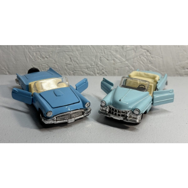 Lot of 2 Vintage Collectible Diecast Blue Convertibles
