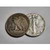 Image 1 : Two Assorted 90% Silver United States Walking Liberty Half Dollars ~ $1.00 Face Value