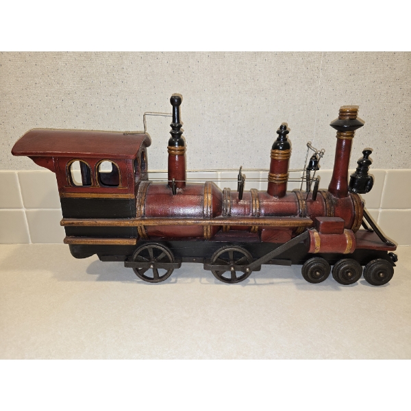 Beautiful Large Wood and Metal Train Engine - Working Wheels - 26x13.5x6