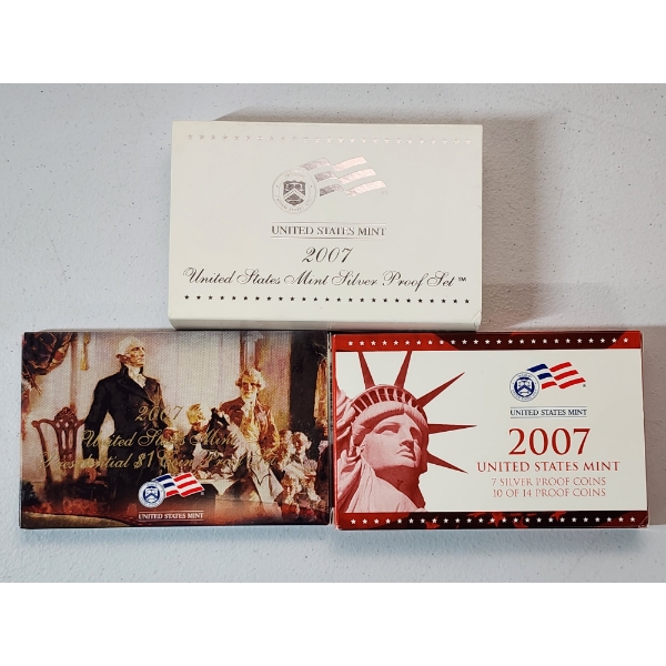 2007 United States Mint Silver Proof Set & Presidential Coin Set in Original Packaging w/ CoA