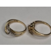 Image 13 : (2) Women's 14K Yellow Gold Channel Set Diamond Bypass Rings - Size 9 - Weight: 7.2g
