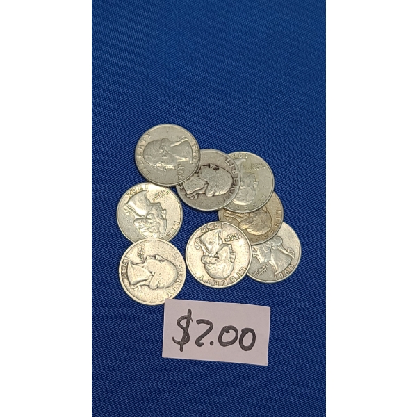 Assorted Years/Mint Marks 90% Silver Washington Quarters - Face Value: $2.00