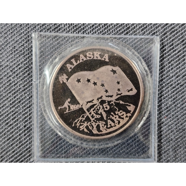 Alaska 25 Years 1 Troy Ounce Silver Johnson Matthey .999 Fine Silver Round
