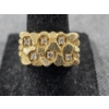 Image 4 : Vintage 14k Yellow Gold Ring Featuring a Cluster of Diamonds in Textured Nugget-Style Setting (8.8g)