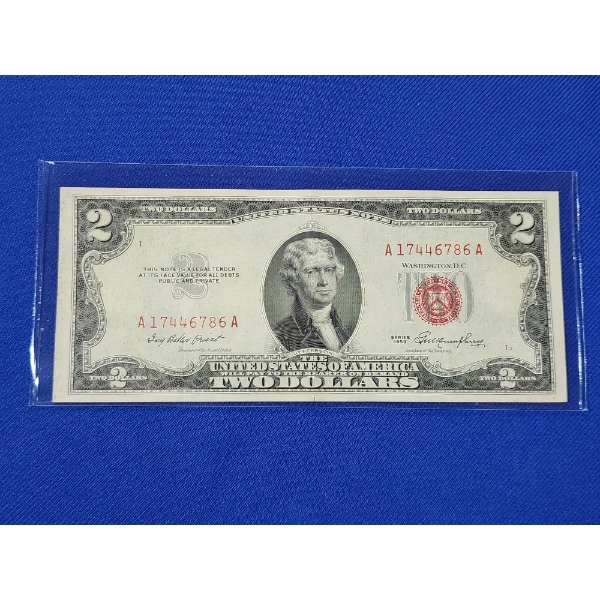 United States Series 1953 $2 Red Seal Note - Extremely Fine - In Protective Sleeve