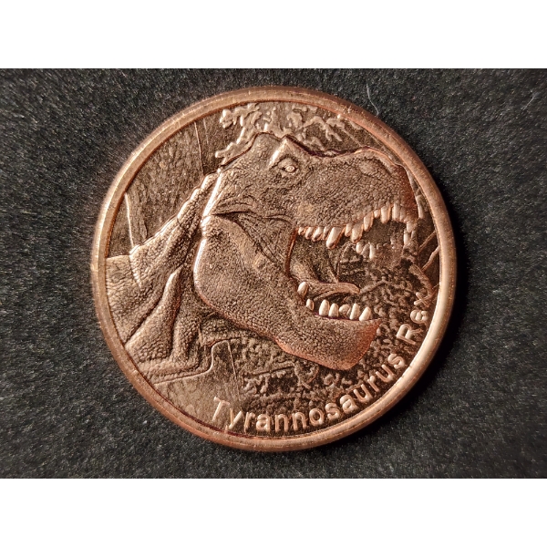 Tyrannosaurus Rex Dinosaur 1 Oz .999 Fine Copper Round 