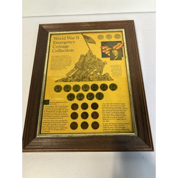 World War II Emergency Coinage Collection Plaque - Includes 11 Nickles Year 1942-1945