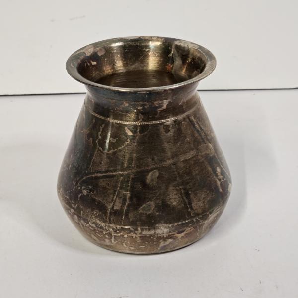 RARE SILVER!!! Vintage B.S. 100 High Percentage Solid Indian Silver Lota Vase 4.5" - 358.3g