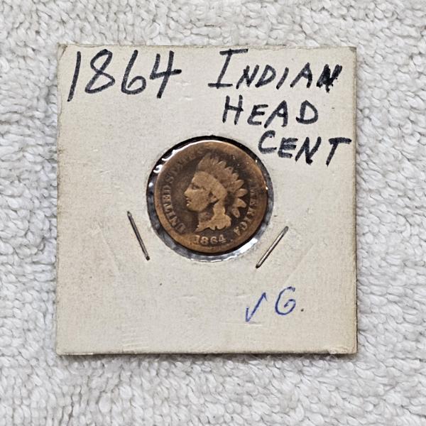 United States 1864 Indian Head Cent packaged in a standard 2x2 cardboard coin flip FV $.01