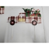 Image 2 : 3 Outdoor Metal Christmas/Holiday Red Plaid Truck and Tree Stakes - Approx. 16in Tall