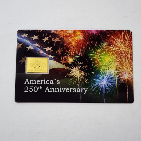 America's 250th Anniversary Commemorative Gold Card - 1/1000 oz .999 Gold