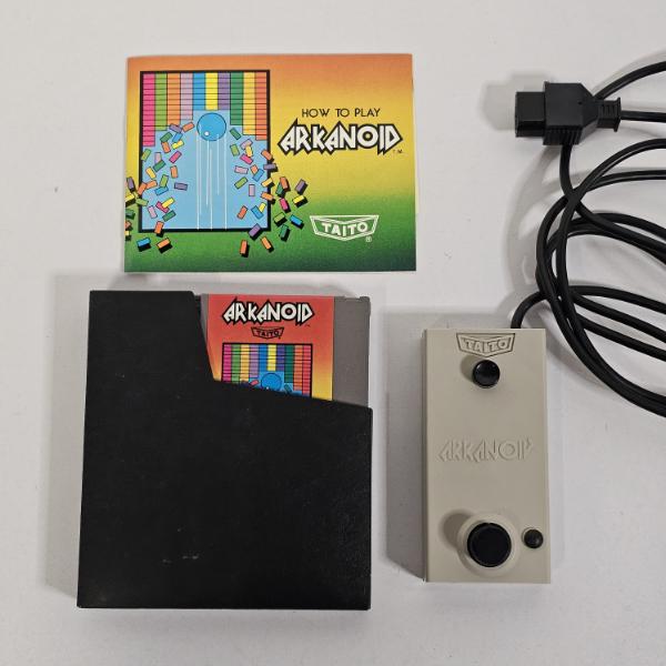 NES Arkanoid Video Game Cartridge Complete Set With Vaus Controller, and Instruction Manual