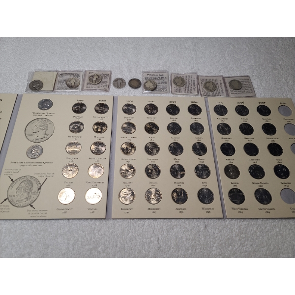 Large Quarter Collection With $2.25 in Assorted 90% Silver Barber, Liberty & Washington Quarters