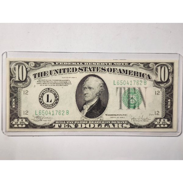 Series of 1934C ~ United States Federal Reserve $10 Bank of San Francisco Note ~ HIGH GRADE NOTE!