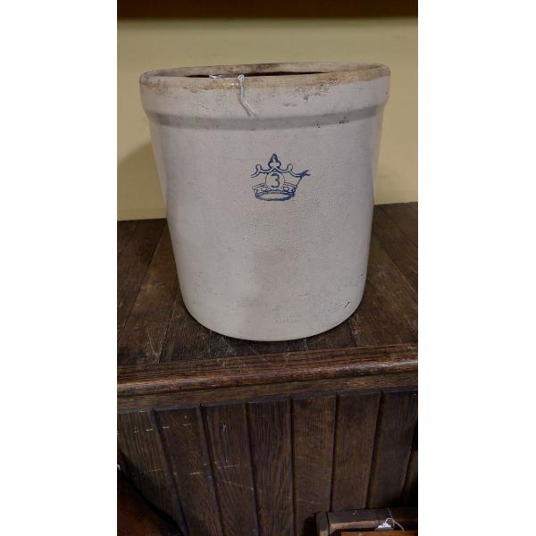 Antique Robinson Ransbottom 3 Gallon Crock - 11.5" x 10.5" - Exc Condition As Shown - See Pics