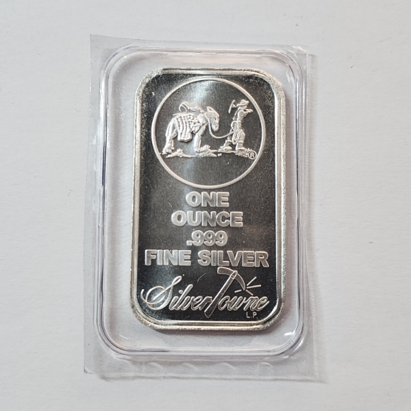 SilverTowne Prospector 1 Troy oz .999 Fine Silver Bar - Mint Condition in Sealed Package